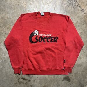 Vintage 90s Russell Athletic Soccer Red Boxy Sweatshirt
